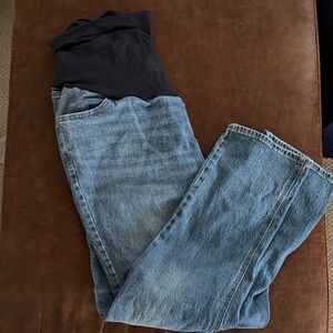 Old Navy Women's Straight Leg Full Panel Maternity Blue Jeans